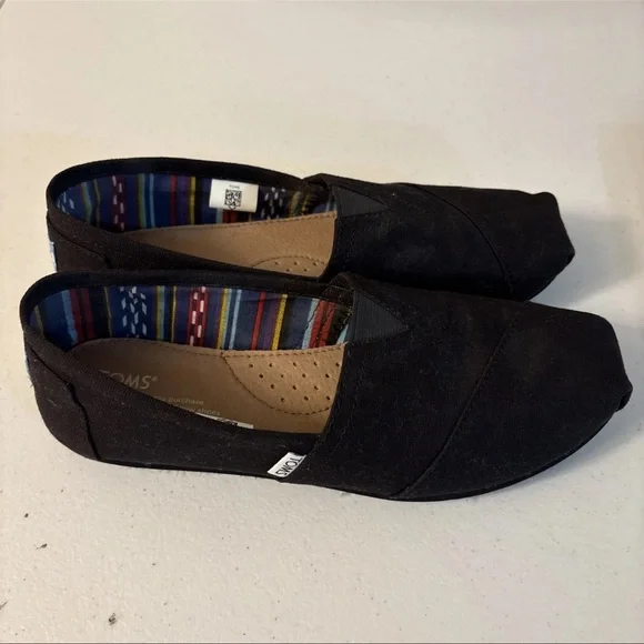 TOMS Shoes Women's Alpargata Classic Comfort Slip-On Canvas Flats Black Fabric 9 - Picture 13 of 14